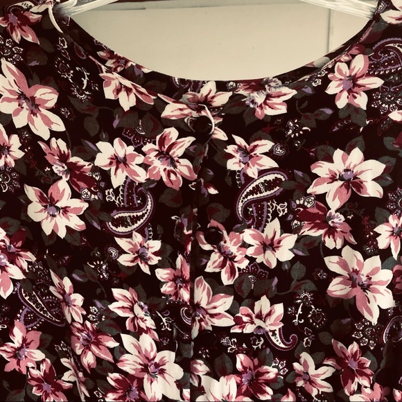 Ms. Basia California Vintage burgandy wine colored floral midi dress Size 18 - Picture 4 of 13